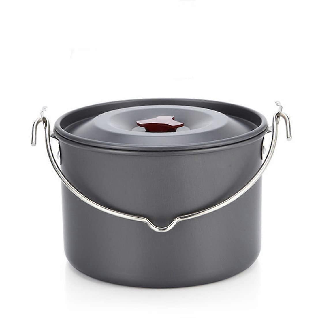 Camping Pot with Lid Hanging 4L Round Cookware