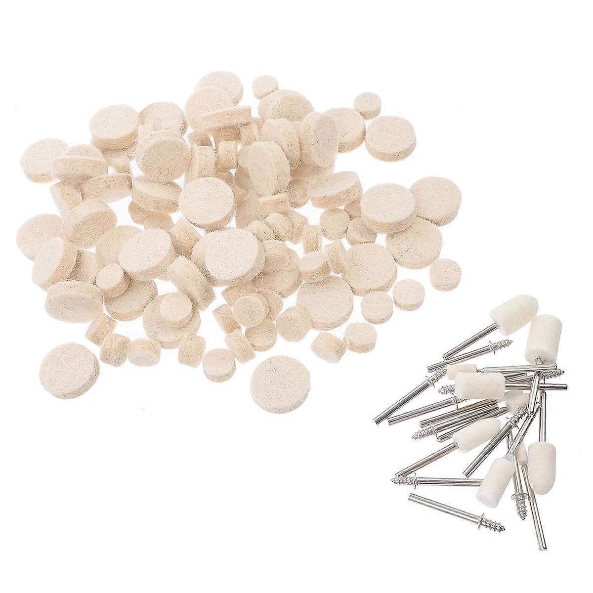 Polish Pads Felt Polishing Pad Set Useful Wool Buffing Wheels Point and Mandrel Kit for Plastic Polishing White 1Set