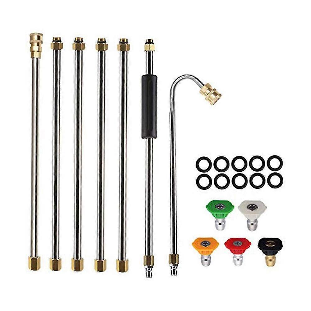Pressure Washer Extension Wand Set Lance Replacement With 5 Spray Nozzle Tips