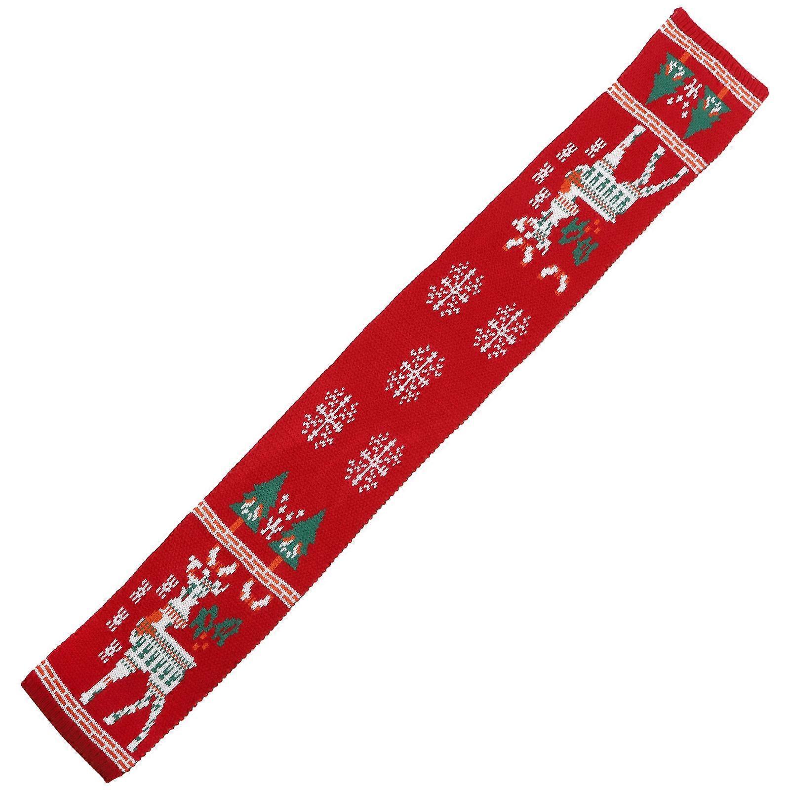 Reindeer Scarf Warm Knitted Christmas Clothing Accessory for Kids Children Red 124x19cm Winter Season 1Pack