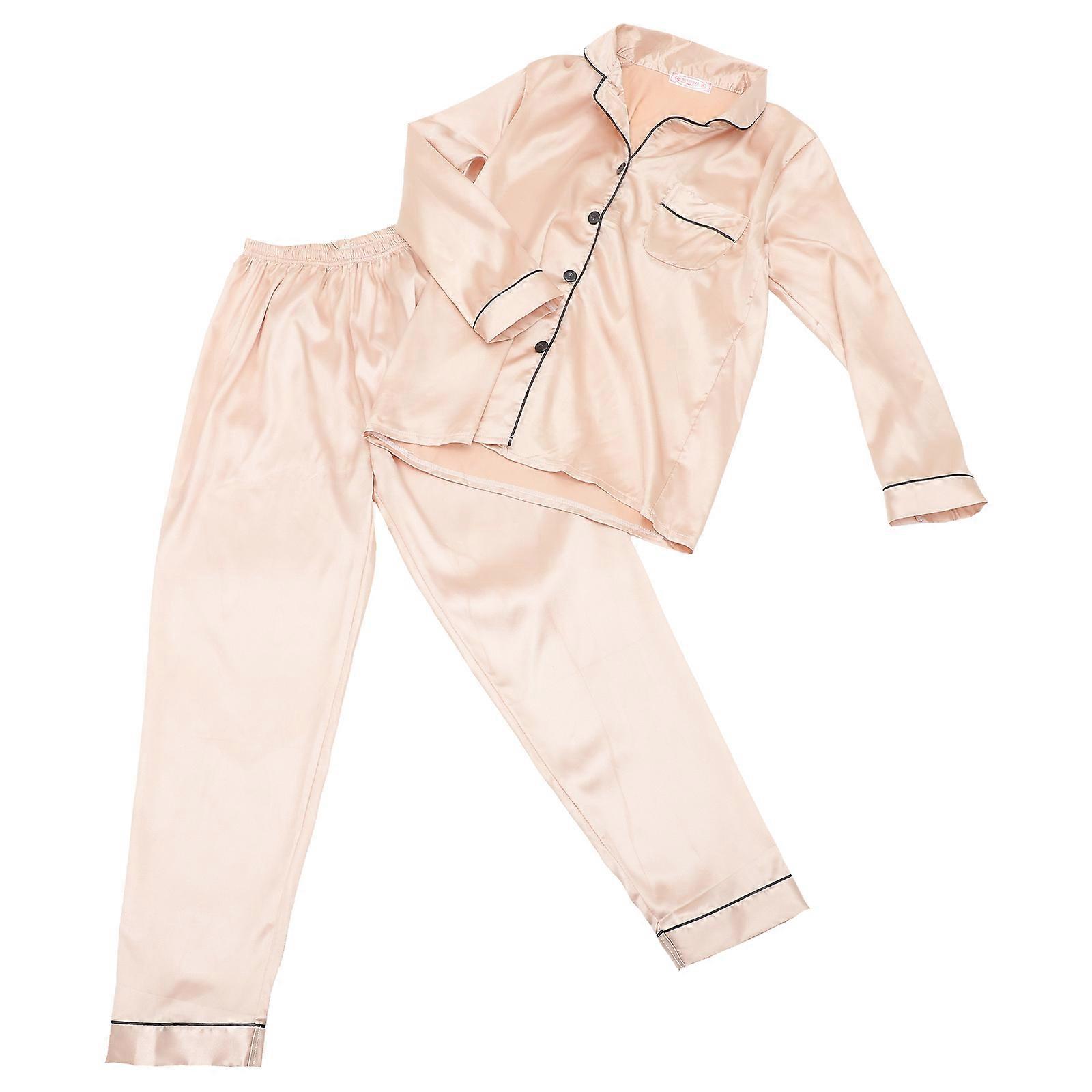 Ladies Pyjama Sets Pajamas Set Simulated Silk Nightclothes Trousers Fresh Long Sleeve For Autumn 1Set