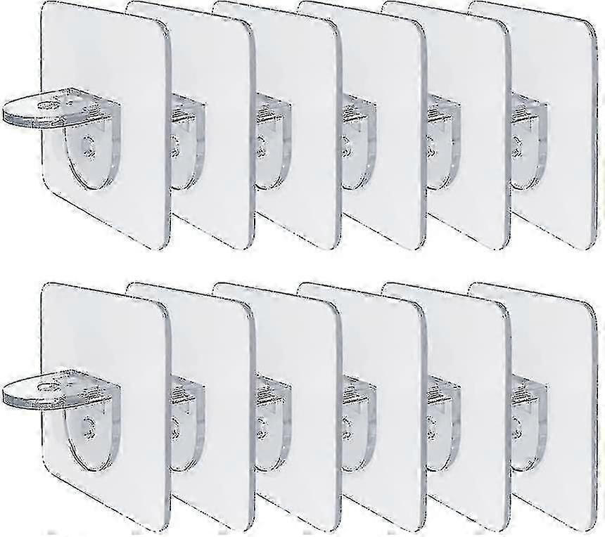 A Pack Of 12 Self-Adhesive Shelf Brackets For Wardrobe And Glass Storage Racks