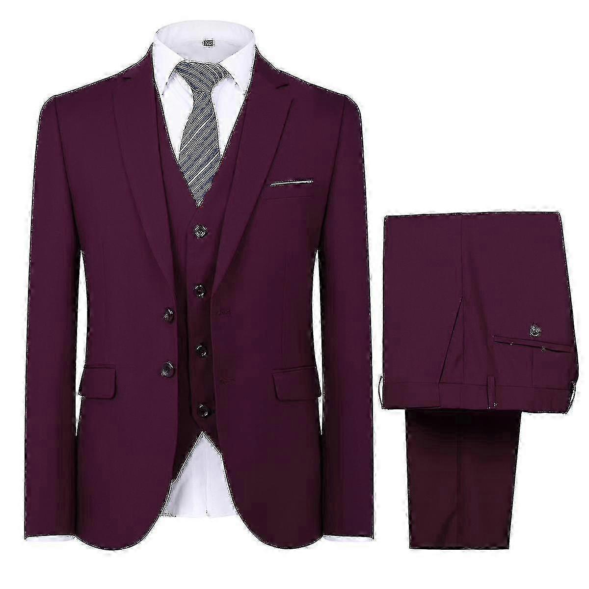 ארוחת ערב למסיבת חתונה לגברים 3 חלקים חליפת בלייזר וסט מכנסיים ב-9 צבעים