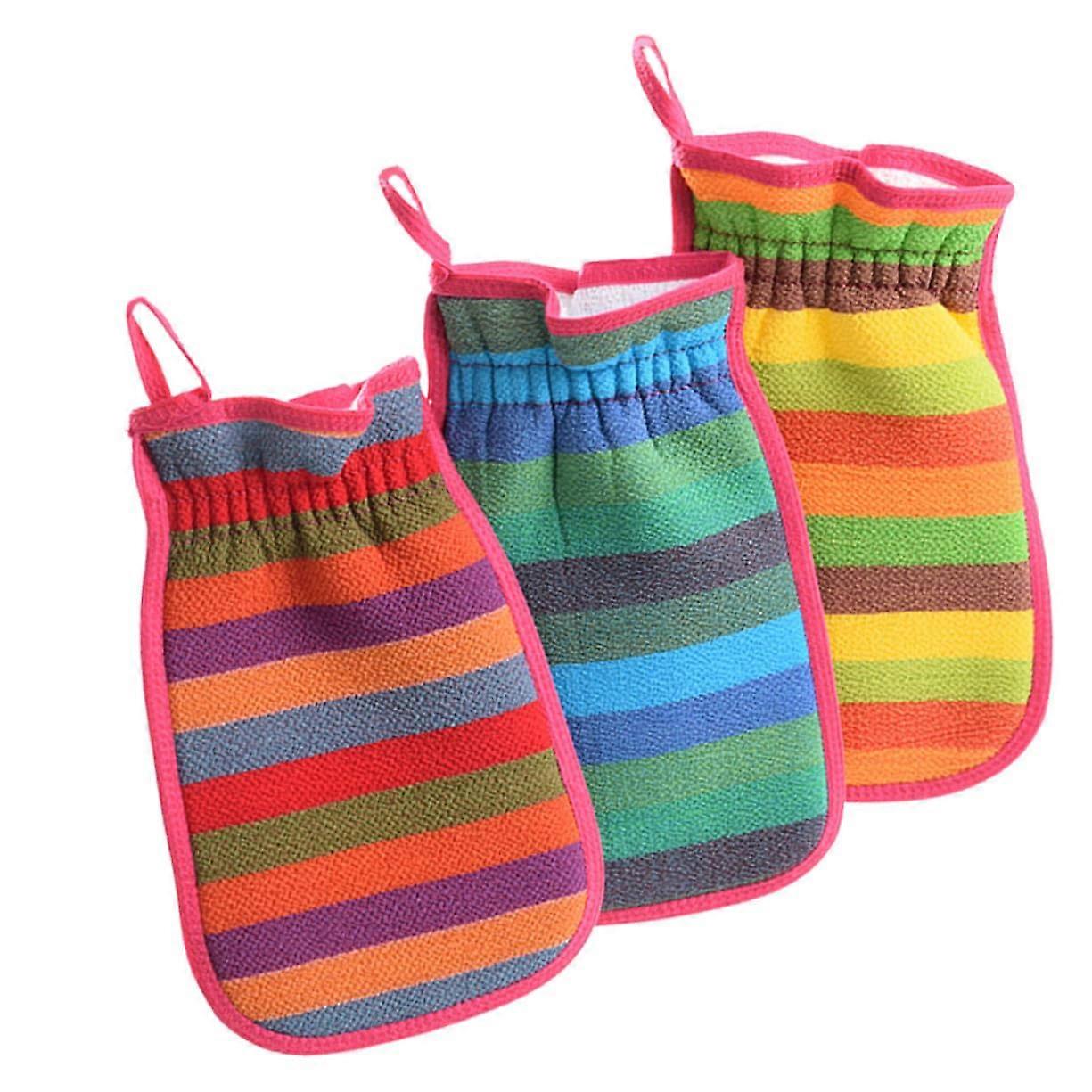 3 pieces bath gloves exfoliating peeling mitts made of quality material for gentle peeling in the bath for men and, color.