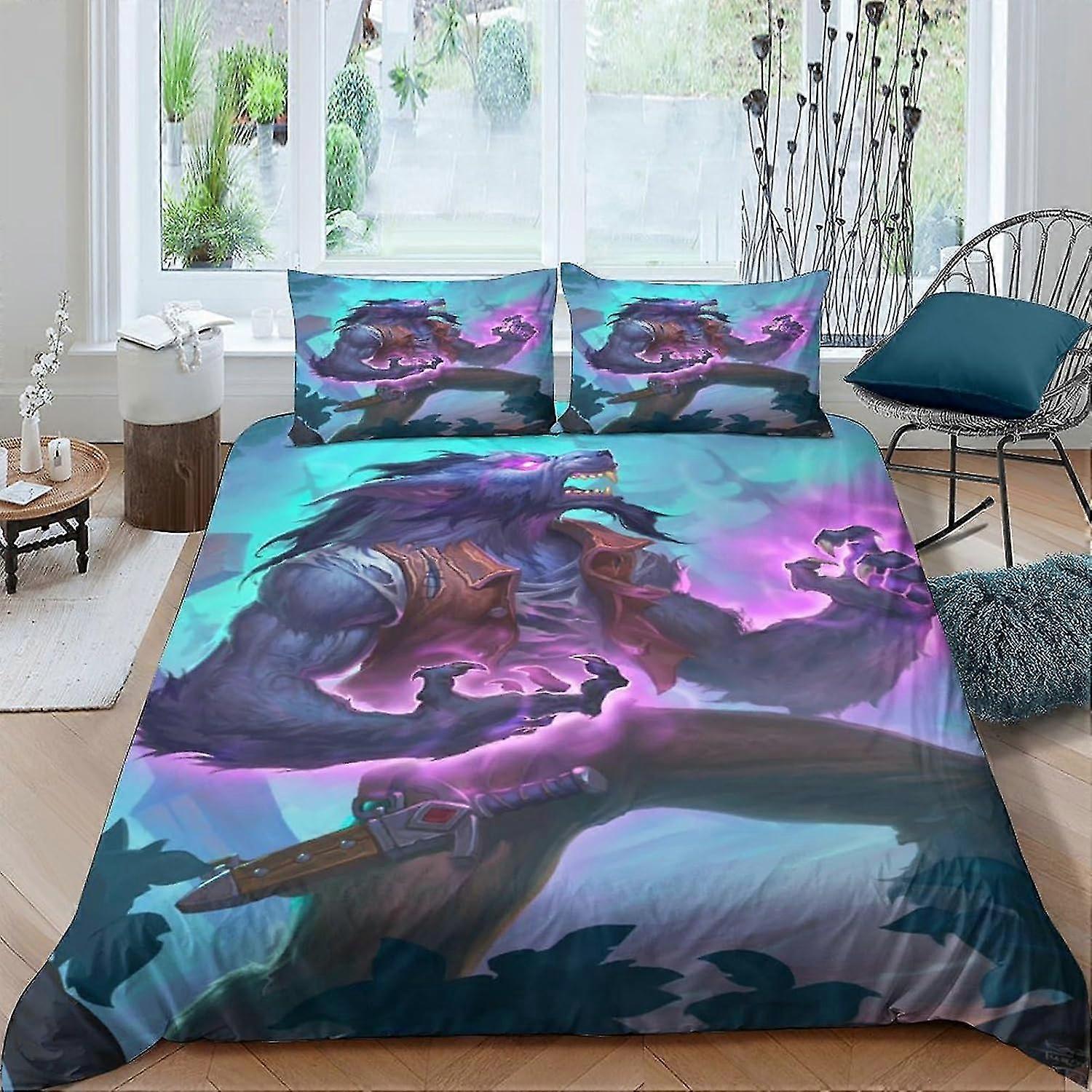Game-Inspired Bedding Set Duvet Cover Set for 3D Printed 3 Pieces Soft Breathable Comforter Cover for Kids with Pillowcase