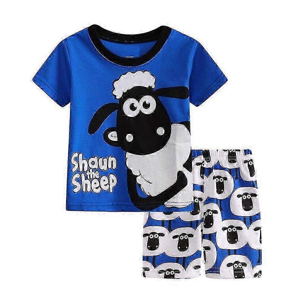 سبونجبوب سكويربانتس / شون ذا شيب أطفال أولاد بنات كرتون الصيف بيجاما قصيرة الأكمام تي شيرت شورت مجموعة ملابس النوم ملابس نوم ملابس نوم Ag