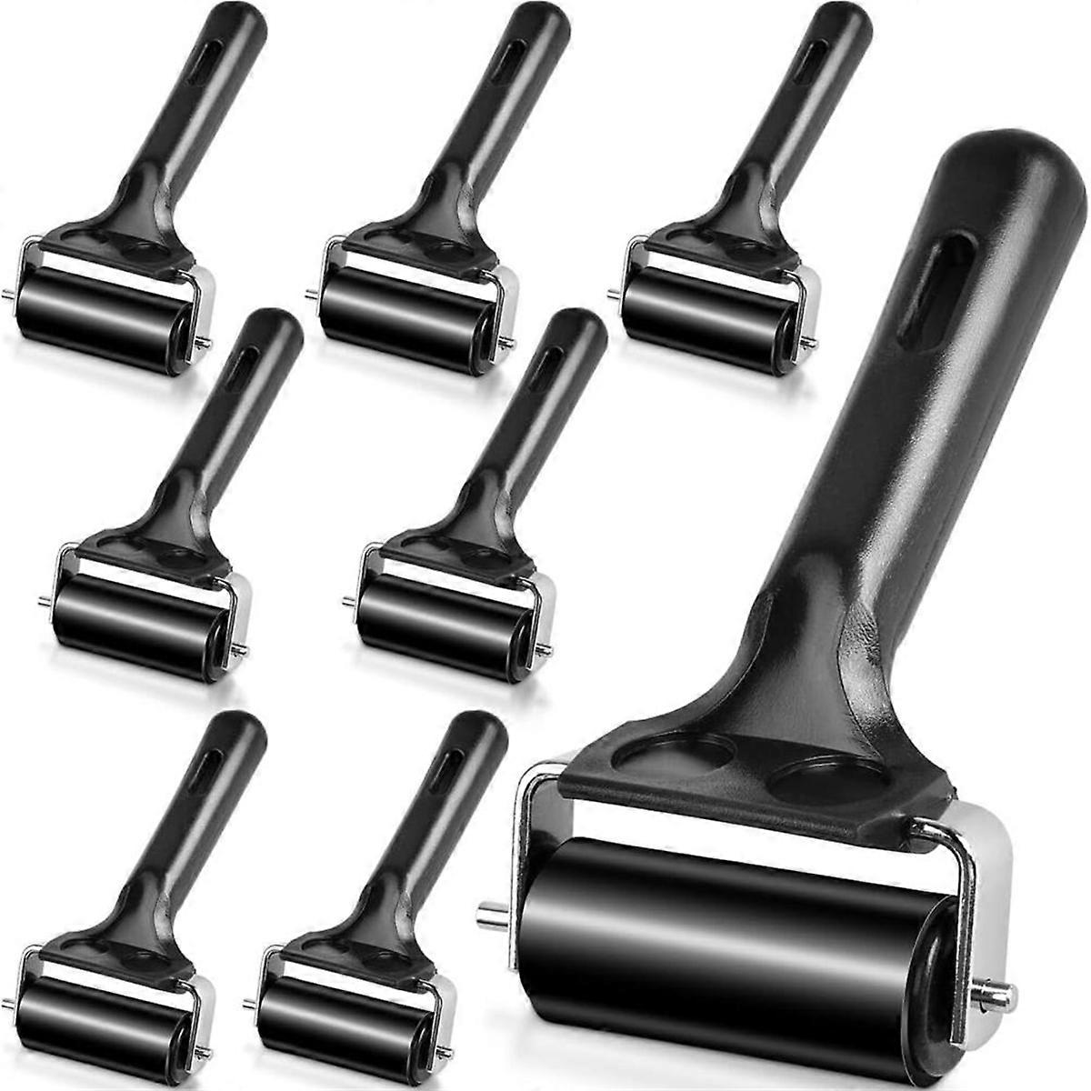 8Pcs Brayer Roller,Rubber Brayer Rollers for Crafting,Vinyl Roller Paint Brush for Gluing Printing Inking, Painting Tool