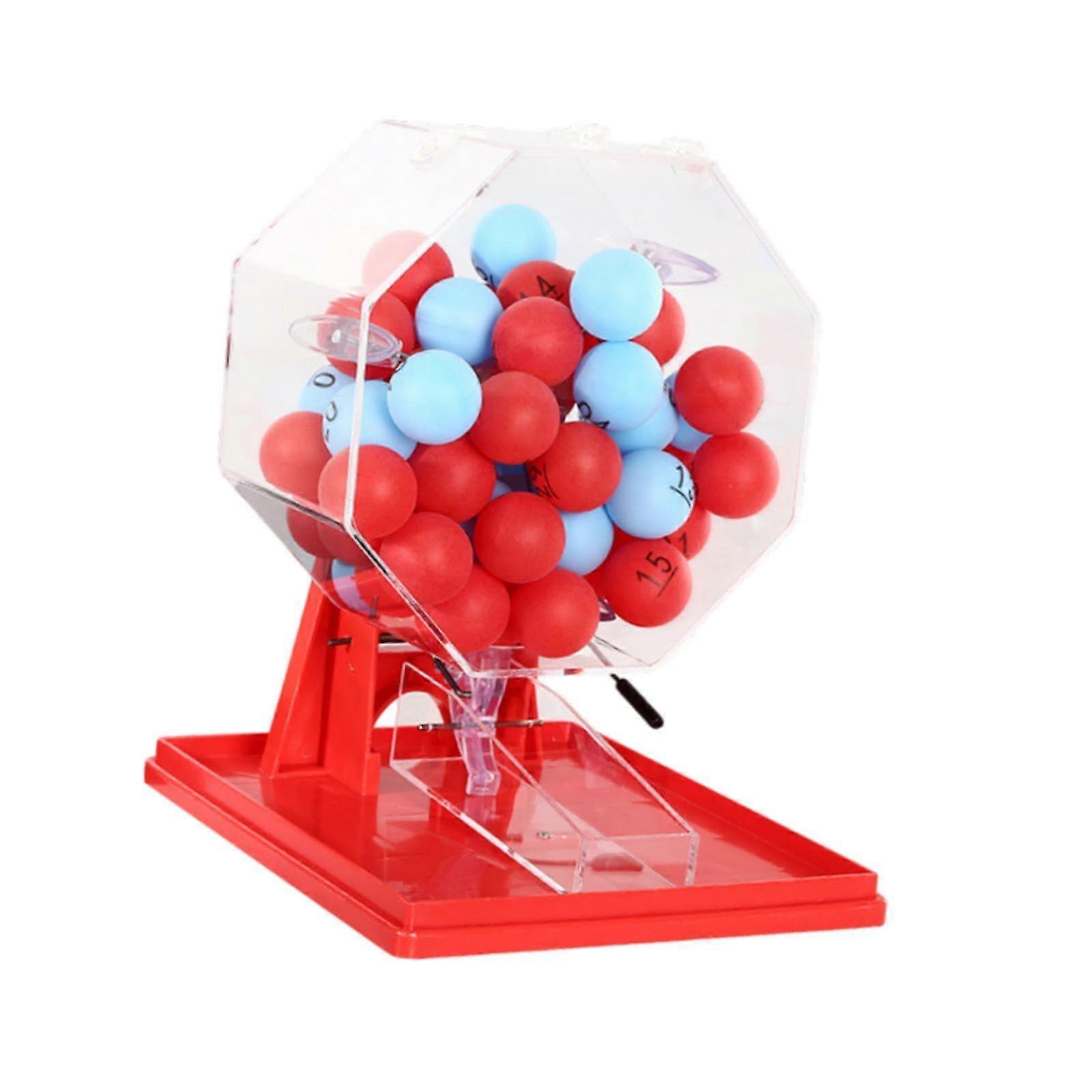 Lotto Ball Machine Bingo Machine Game Cage and Balls Lottery Machine for Holiday, Red Blue Balls