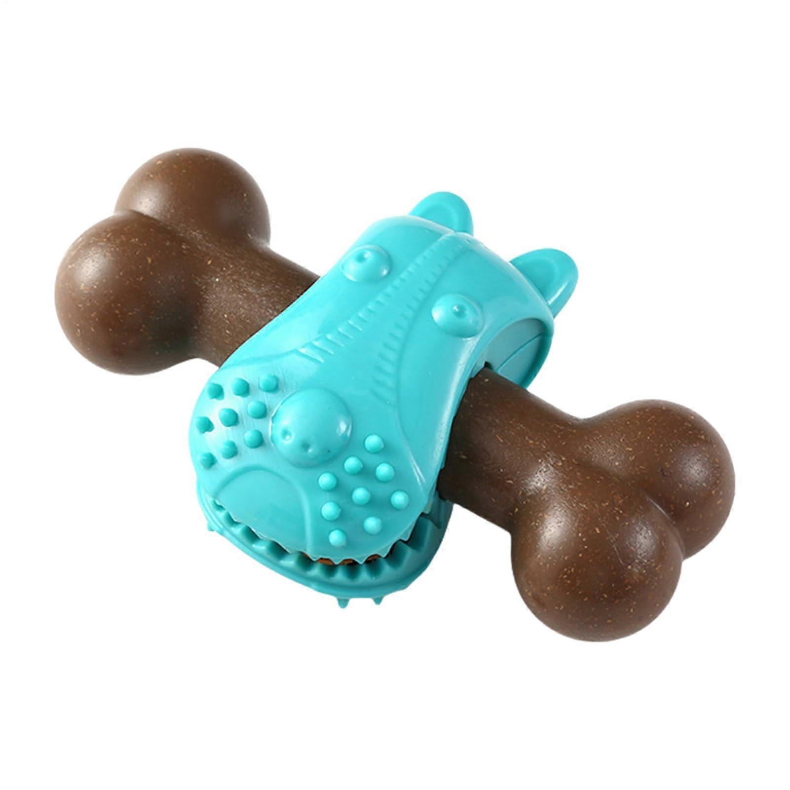 Chew Toy for Dogs, TeethCleaning Chew Bone  Refillable Food Dispenser to Combat Boredom with Chewing Activity for Teething Discomfort, Blue