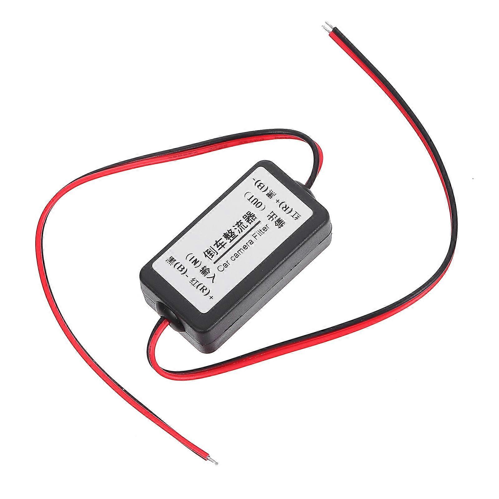 Portable Car Rear View Rectifier 12V DC Power Filter for Car Use Black ABS Rubber Aluminum