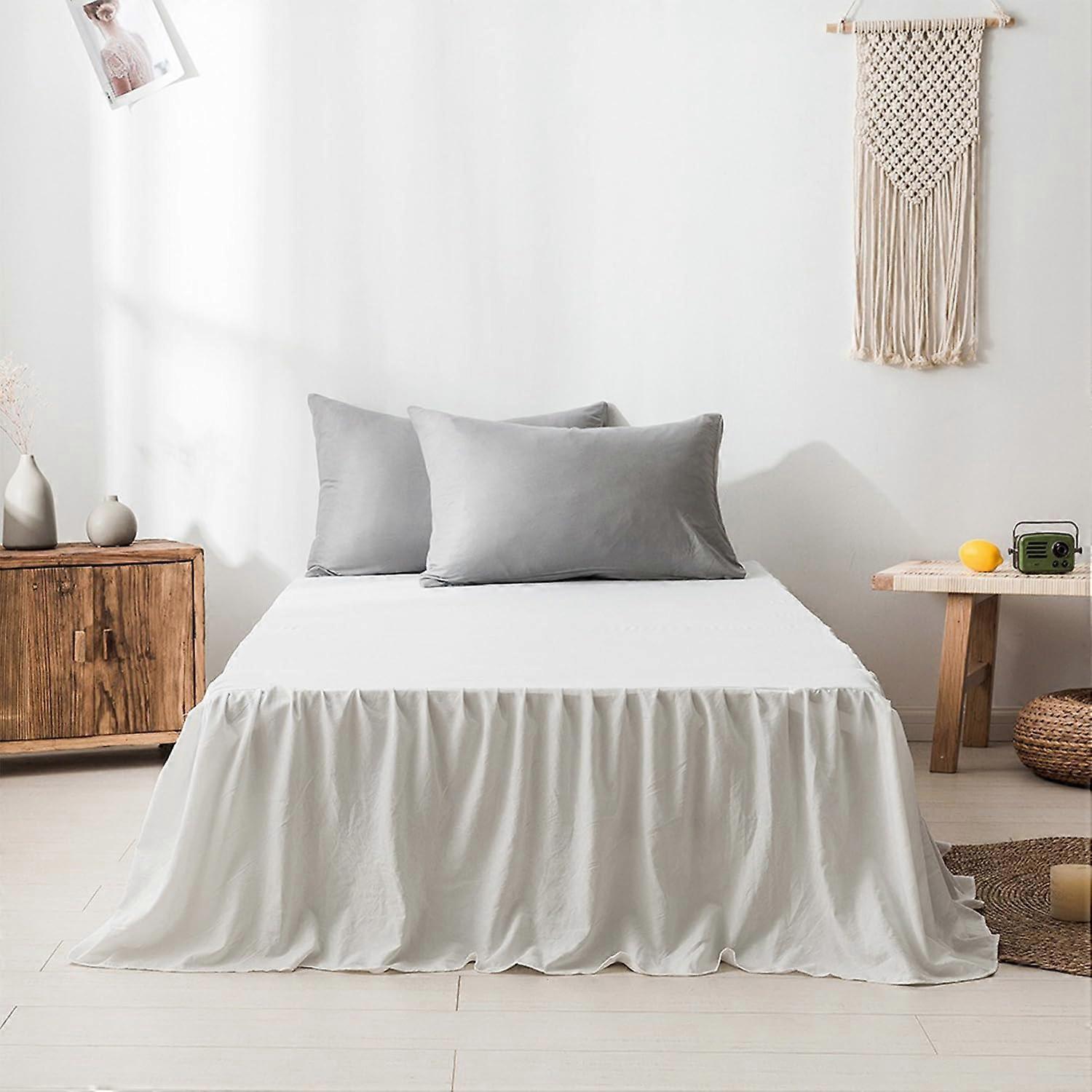 Solid Color Simple Bed Skirt Microfiber Brushed Duvet Dust Cover Suitable for Bedroom/Hotel Double/Single 100/120/140 cm, White, 140 x 200 45 cm