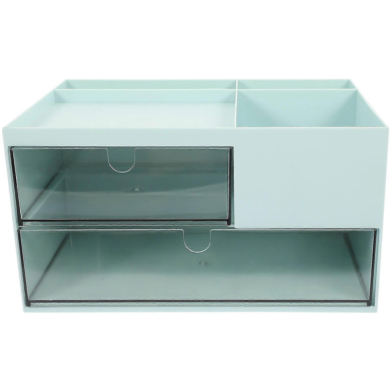 Desktop Storage Box Organizer For Home Use Rectangular Base Design Sky-Blue 1Set