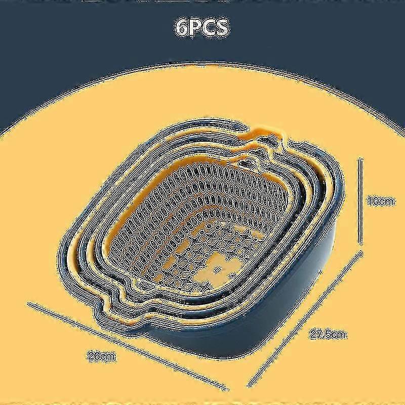 6pcs Double-Layer Plastic Veggie Washing Basket Set with Drain, Multi-Functional Fruit Tray