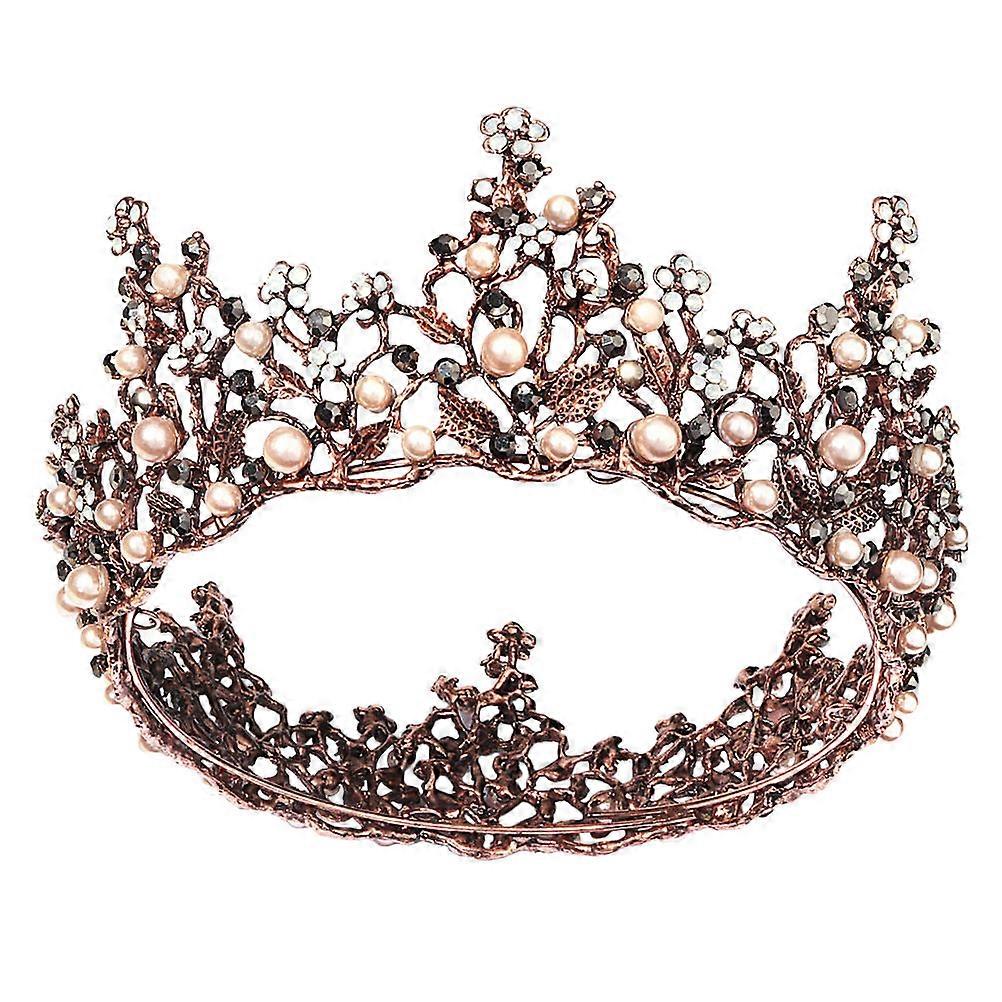 Baroque Style Wedding Crown for Brides with Golden Alloy Material and Elegant Temperament 1Pc