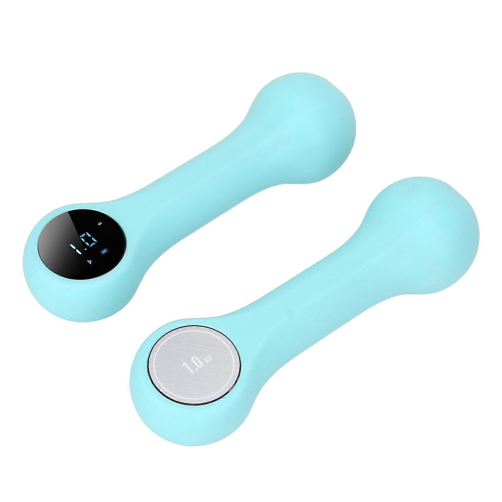 Smart Exercise Dumbbell Professional Dumbbell Fitness Slimming Light Bell Dumbbell with LCD Display 2.2lbCyan