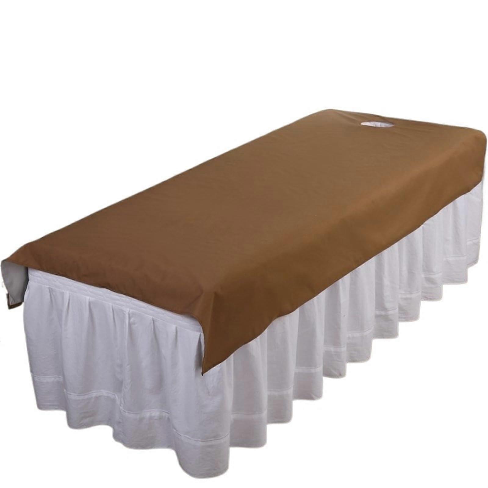 Spa Massage Flat Sheet Waterproof Washable Soft Breathable 75x200cm With Hole Dark Coffee for Salons and Spas