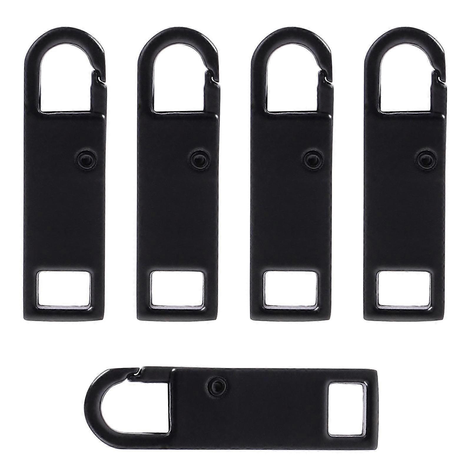 Sturdy Durable Zipper Replacement Pullers For Luggage Handbag Backpack Clothing With 5 Black Zipper Pulls