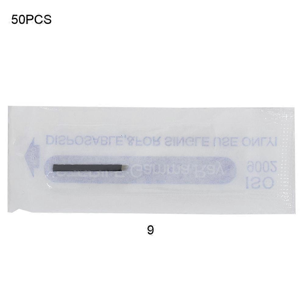 50pcs Microblading Eyebrows Needles Eyebrow Eye Lips Tattoo Needles 9/12/14/16/21 Pins (9 pin)