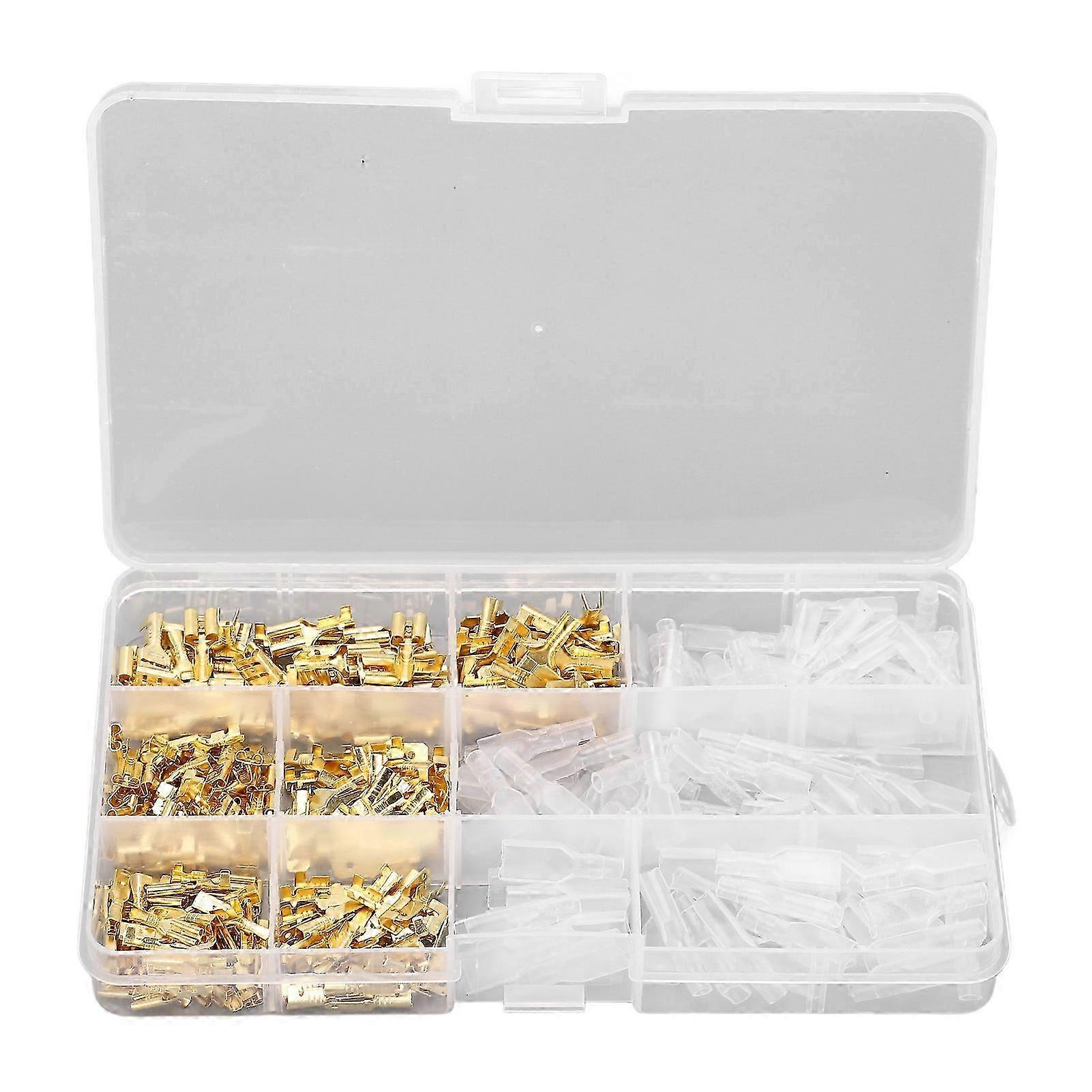 Brass Wire Lugs Assortment Kit - Male & Female Butt Connectors with Nylon Sheath Crimp Terminals for Electrical Wiring Projects