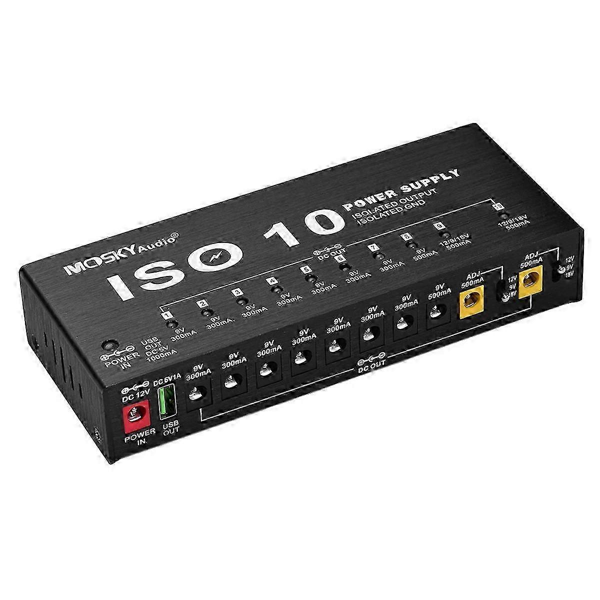-10 Guitar Effect Pedal Power Supply 10 Isolated DC Outputs/ 5V USB Output,Protection Guitar Acces
