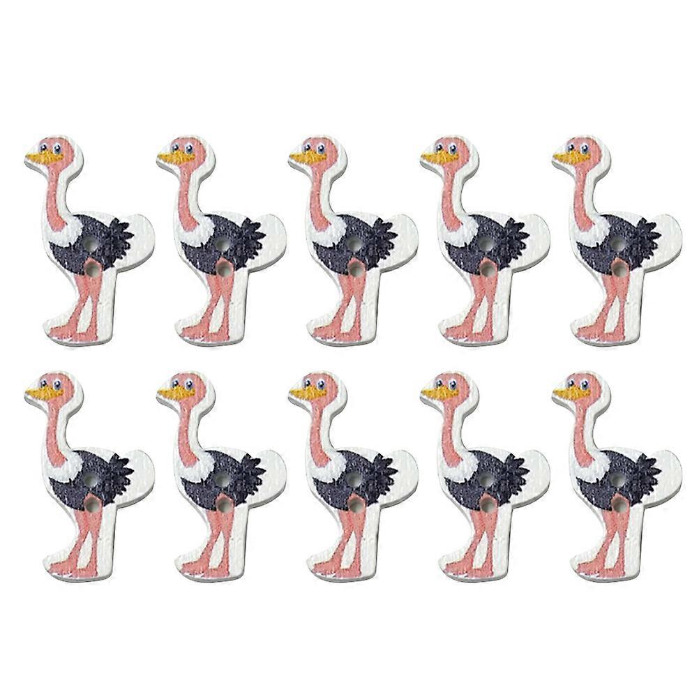 Colorful Ostrich Button Wooden Environmental Button Fabric Decorative Use Pink 3X2.4CM 100Pcs