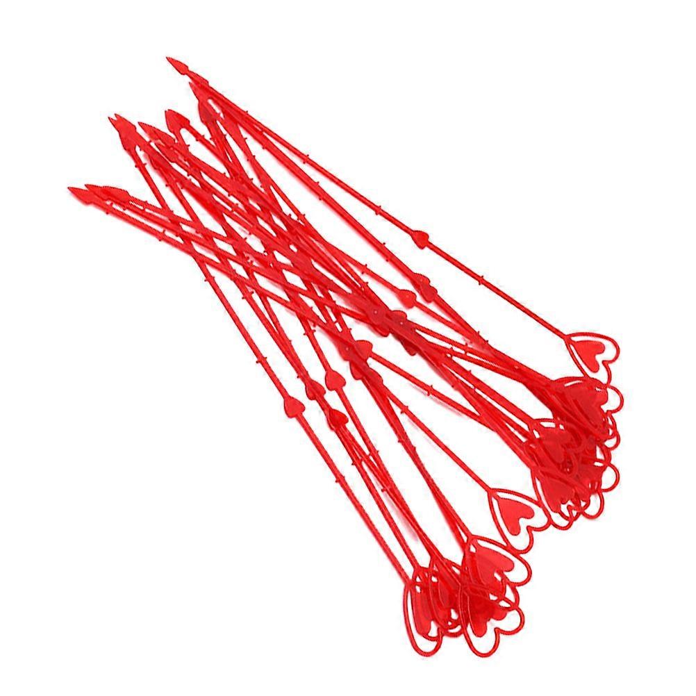 80pcs Red Heart Shape Greeting Holder Plastic Packing Material Flower Bouquet Insert Bouquet Holder(80pcs in 1 Pack)