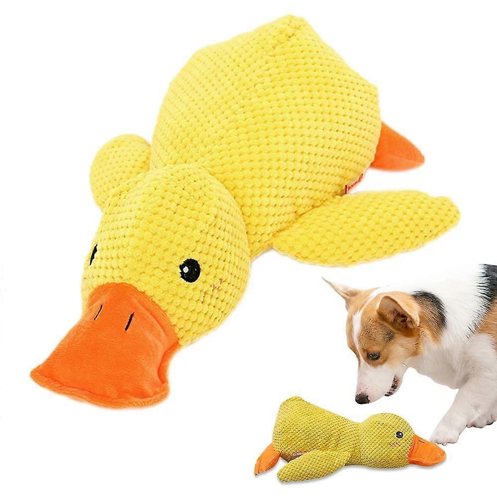 Calming Duck for Dogs, Yellow Plush Chew Toy, Duck Shaped Dog Toy, Calming Duck Toy for Puppies, Soft Duck Plush for Dogs (Yellow, L) Yellow L