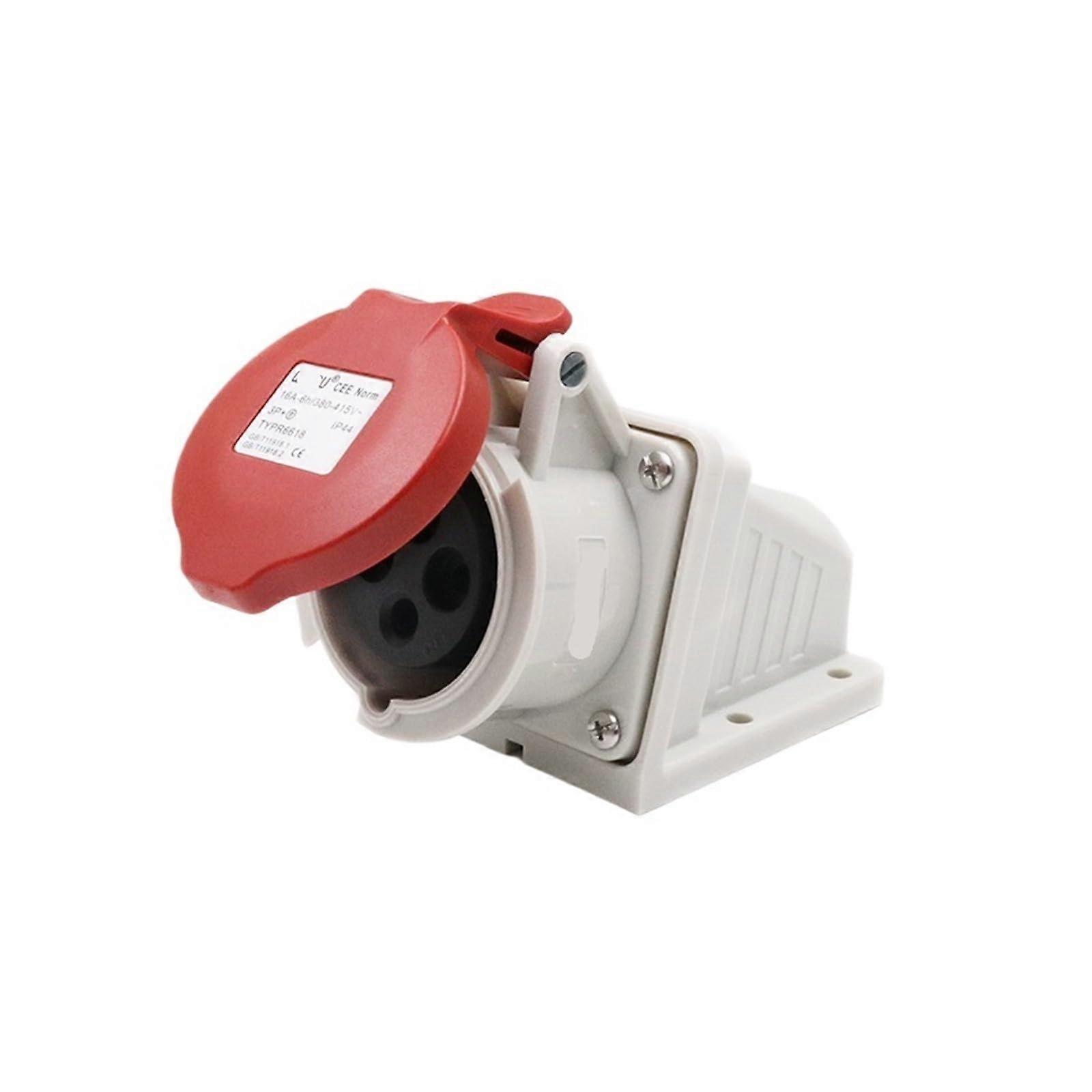 Surfacemounted industrial socket TYPR6618, 16A, 4wire, threephase, fourcore