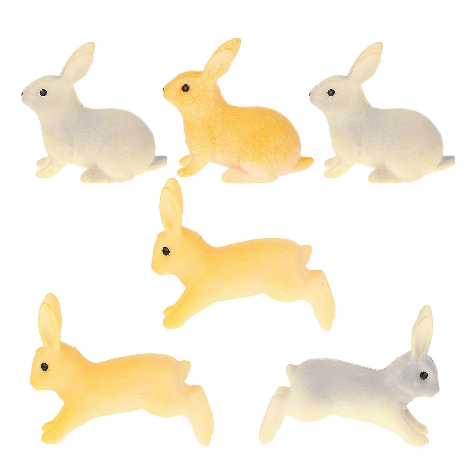 Bunny Figurines Miniatures Ornaments Home Decoration Easter Celebration Mixed Style 4.5X3X1.5CM PVC 6Pcs