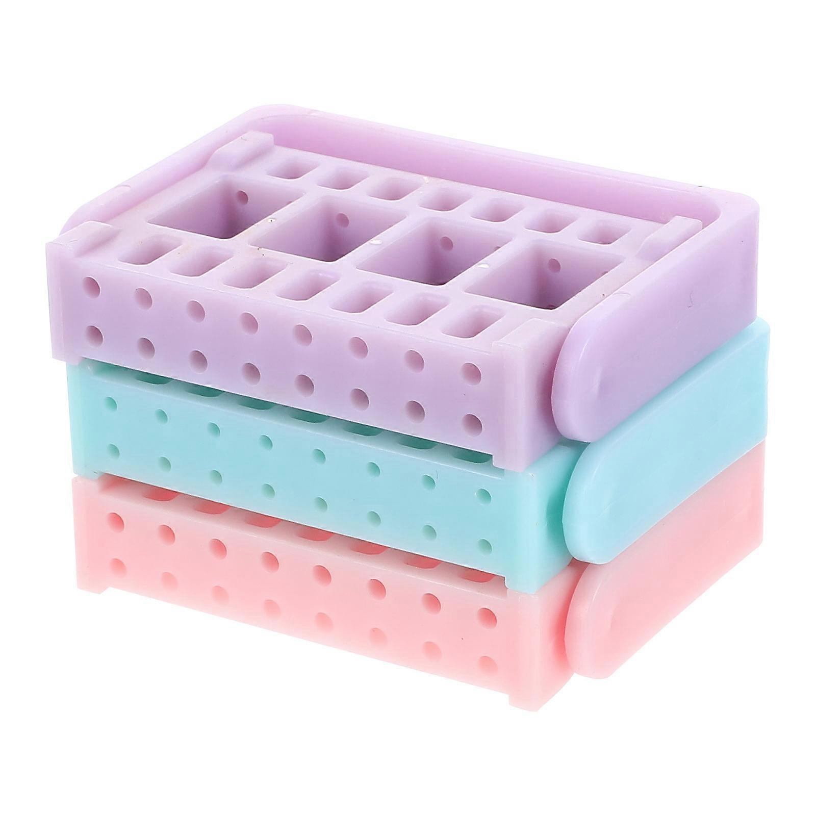 3pcs Multiple Hole Grinding Head Storage Racks for Nail Art Organizers