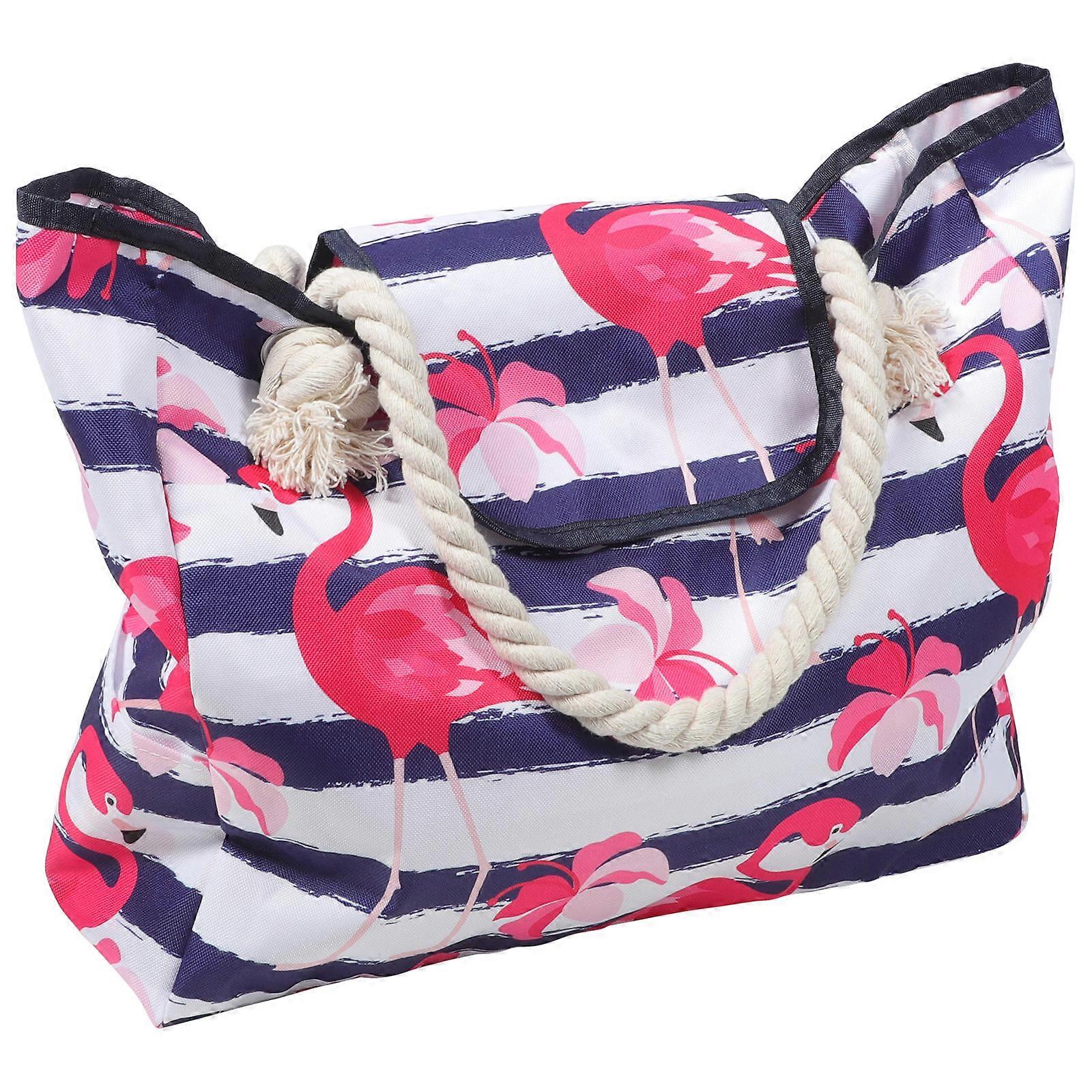 Women Tote Bag Beach Bag Flamingo Printing Pattern Casual Vacation Outdoor Activities Assorted Color 52.3X45.7CM 1Pack