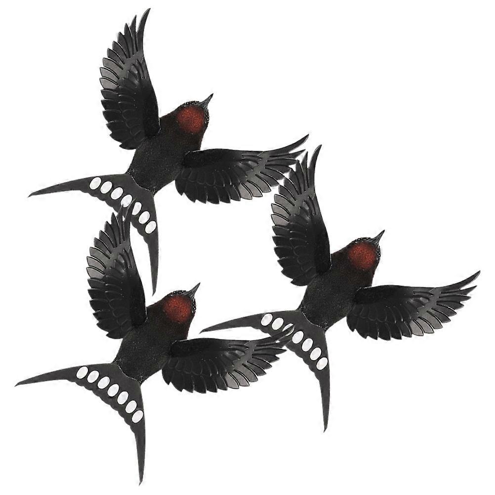 Simulation Bird With Swallow Flat Home Atmosphere Enhancement Easy Installation 6.3×4.7×2in Plastic Interior Designers 3Pcs