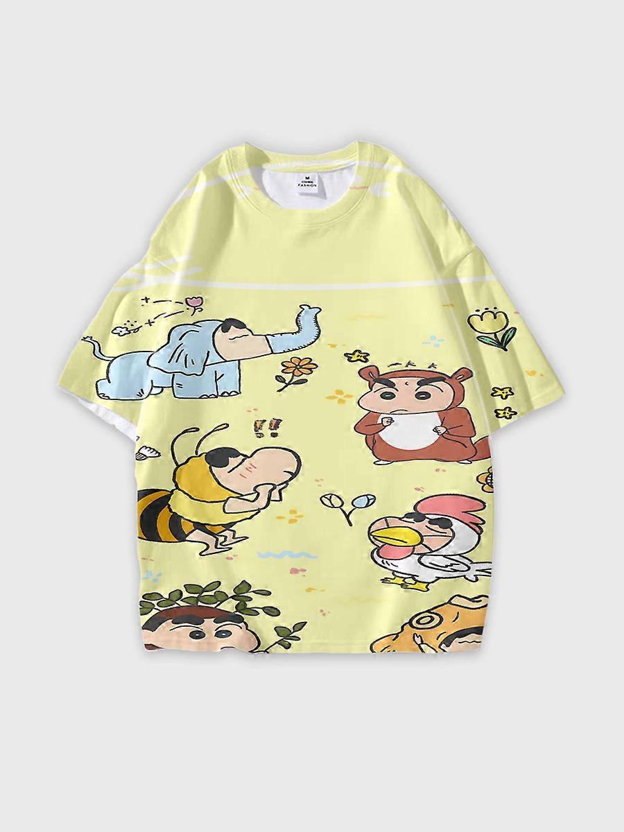 T-shirt girocollo Cartoon Pattern manica corta sciolta B1021