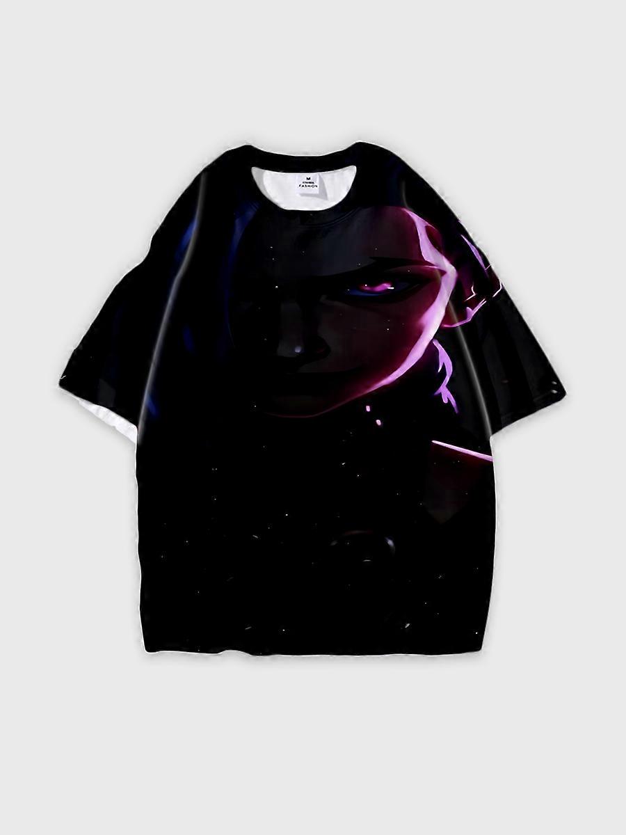 T-shirt round neck Role Pattern loose short sleeve K151