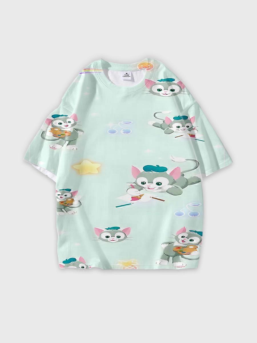 T-shirt round neck Role Pattern loose short sleeve J11