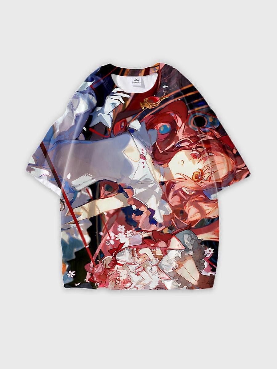 T-shirt round neck book Characters Pattern loose short sleeve B445