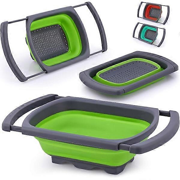 Collapsible colander - Over the sink colander with retractable handles - Collapsible sieve