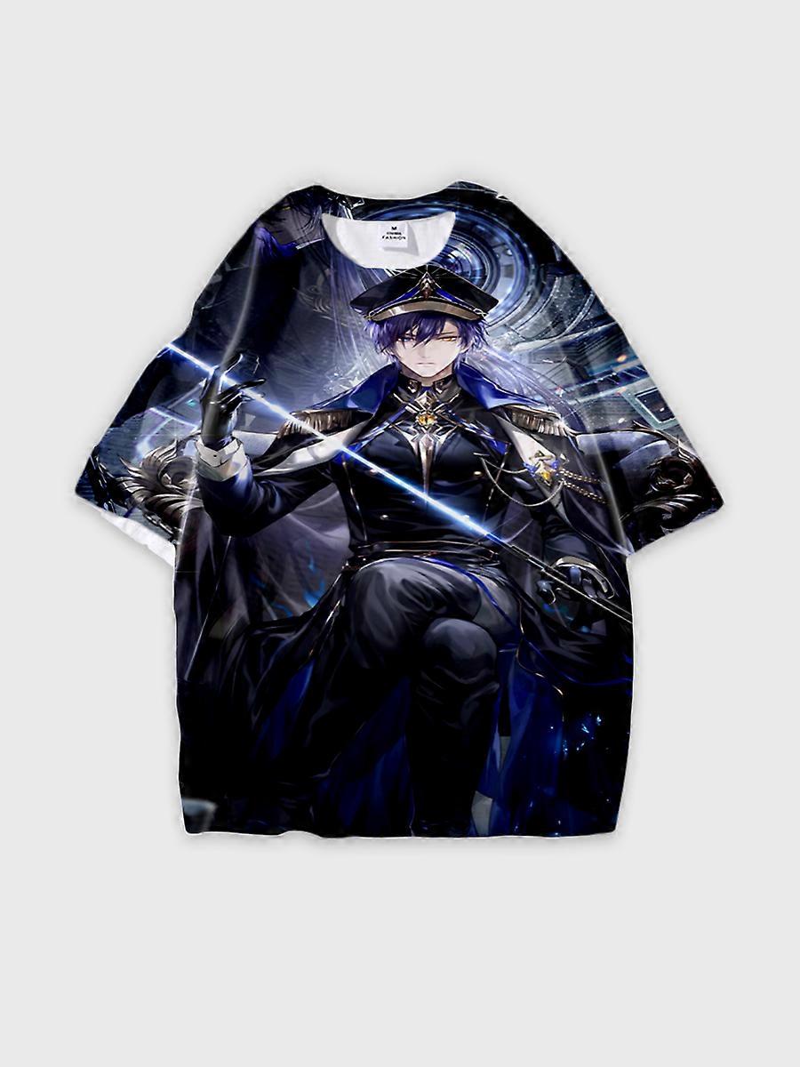 T-shirt round neck Role Pattern loose short sleeve E2308