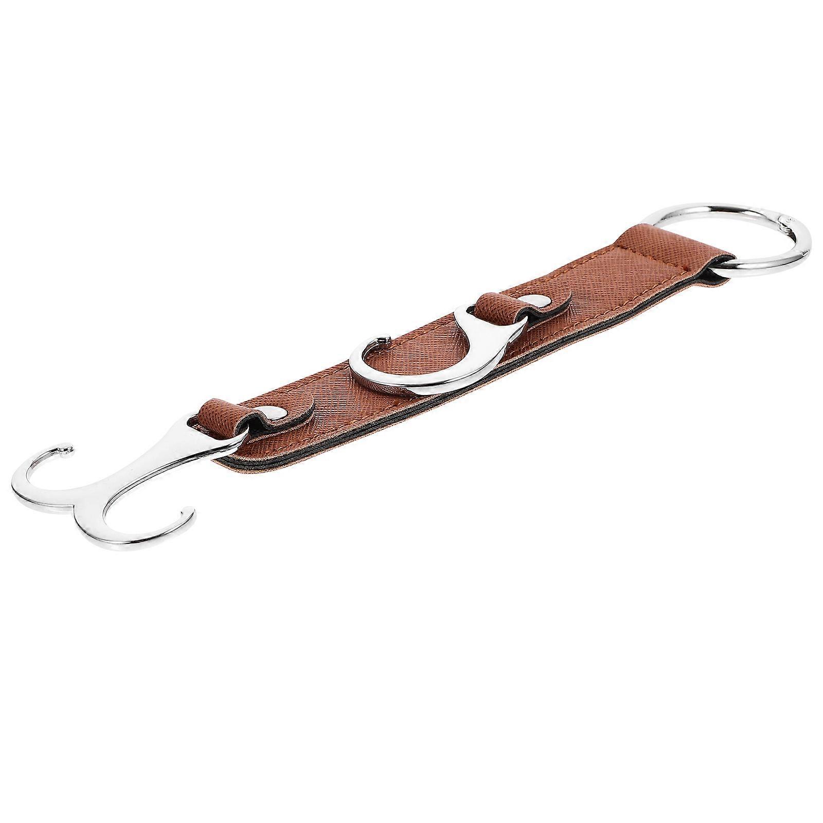 Car Seat Back Leather Hook Hanging Items Light Brown 24x3.2cm Secure Installation 1Set
