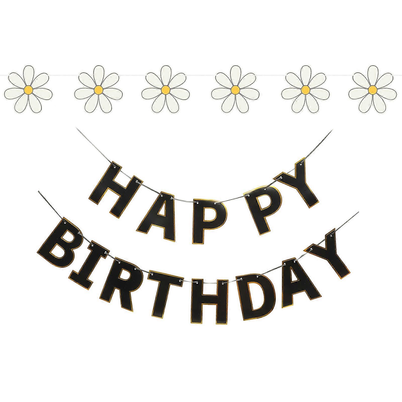 パーティー写真小道具2セットでバースデーパーティーの装飾のための花のテーマガーランドバナー