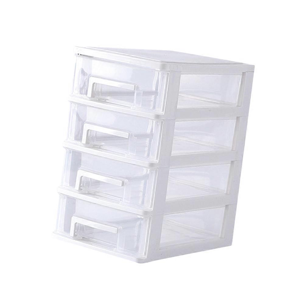 Four Layer Jewelry Storage Box with Drawers for Desk or Shelf White PP Material 7.87x4.72x15.75