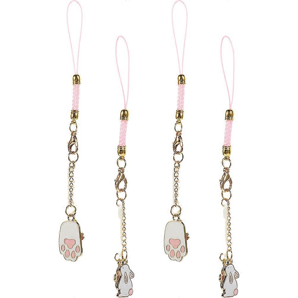 Lovely Phone Charm Keychain with Strap for Decor Assorted Color 4pcs