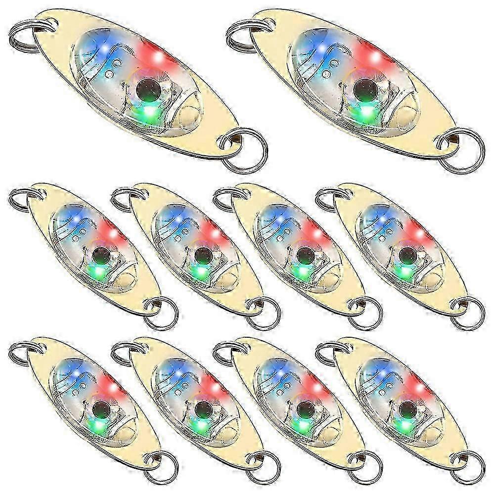 10 Pcs LED Fishing Lures Fishing Spoons Underwater Flasher Bass Halibut Flasher Trolling Deep Drop