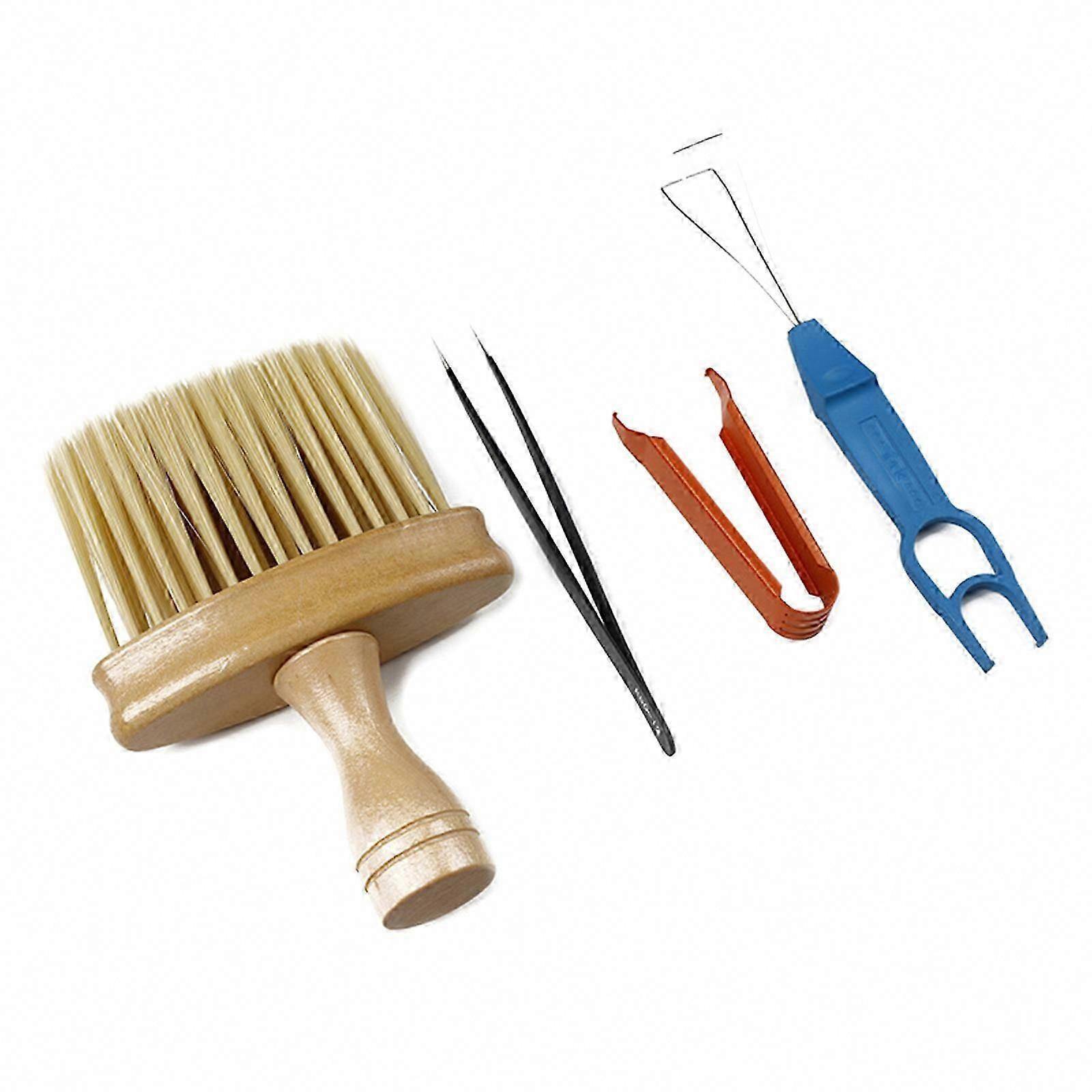 Mechanical Keyboard Cleaning Keycap Puller with Wooden Handle Brush Metal Shaft Extractor Black Clip Keys Extractor 4PCS