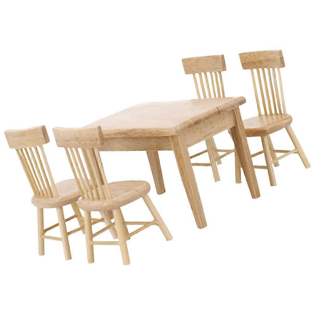 Scale Dining Table Chairs Set – Tiny House & Dollhouse Decor, Realistic Home Decoration Ornaments for DIY Crafts Collection