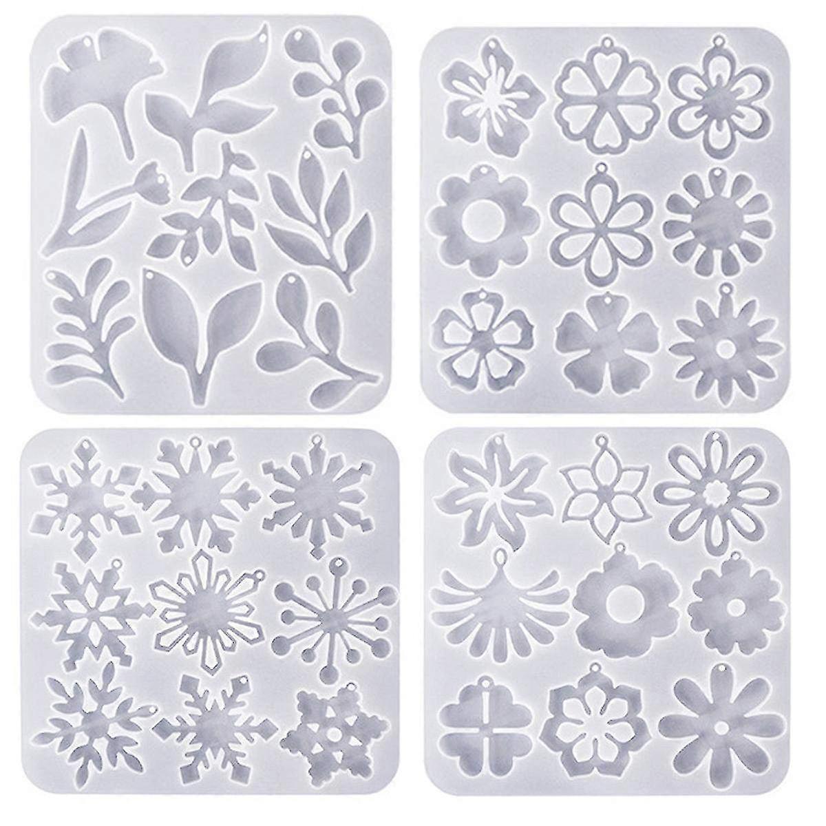 Resin Earring Molds Set - Snowflake & Flower Leaf Designs for DIY Jewelry Crafting - Create Unique Earrings & Accessories