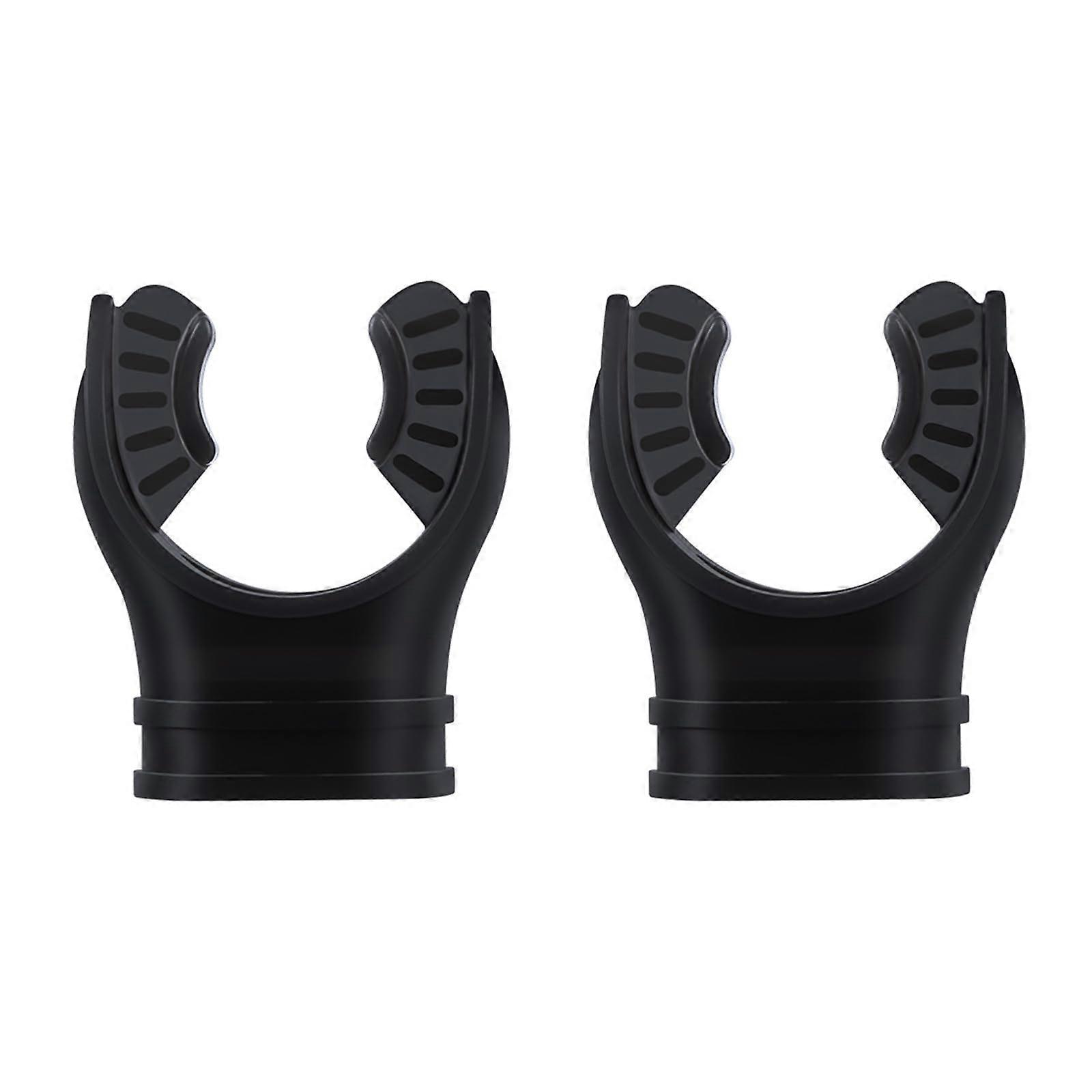 Silicone Diving Mouthpiece Set of 2 Universal Snorkel Regulator Compatible Underwater Breathing Accessories Black