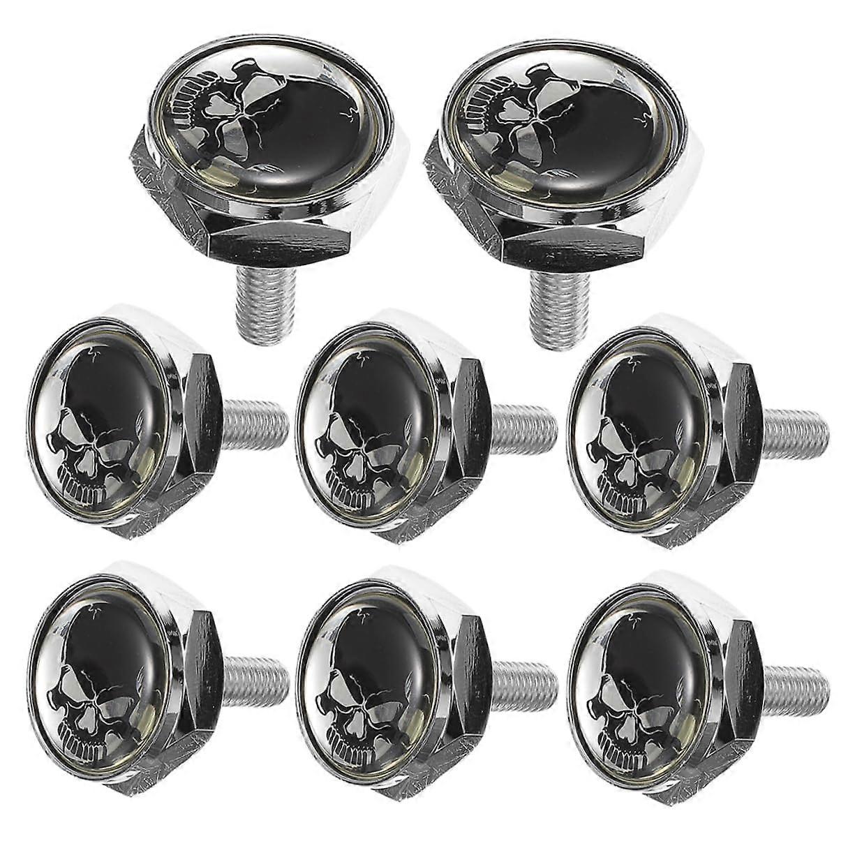 8 Pieces Number Plate Screws with Design AntiTheft Easy Installation for Car and Silver Decorative Fasteners