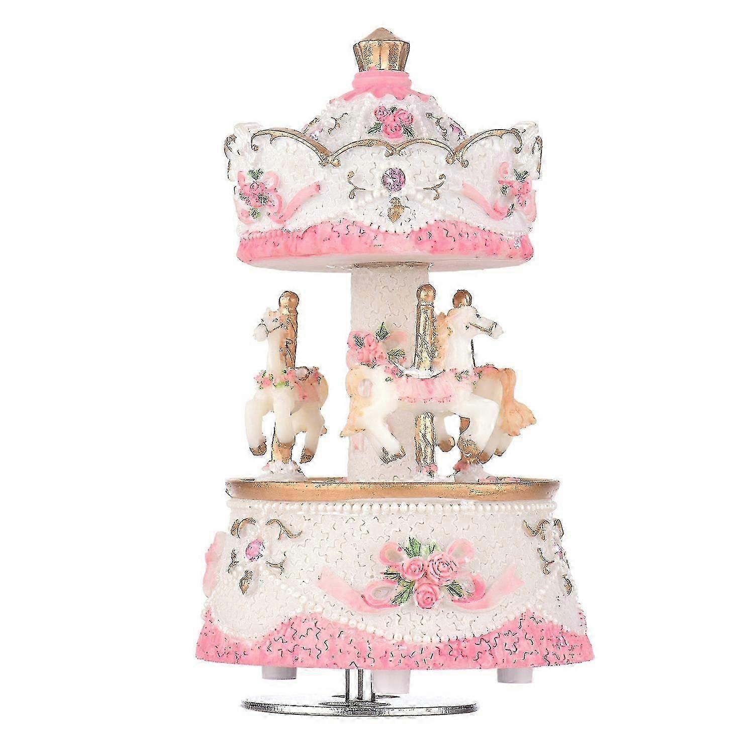 Music Box Carousel Horse Unicorn Color Change LED Light Luminous Rotating Best Gift Melody-Castle in