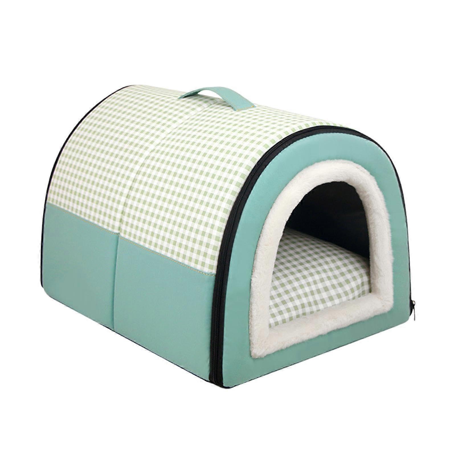 Waterproof Cave Dog Bed Removable, Portable with NonSlip Base, Warm Green